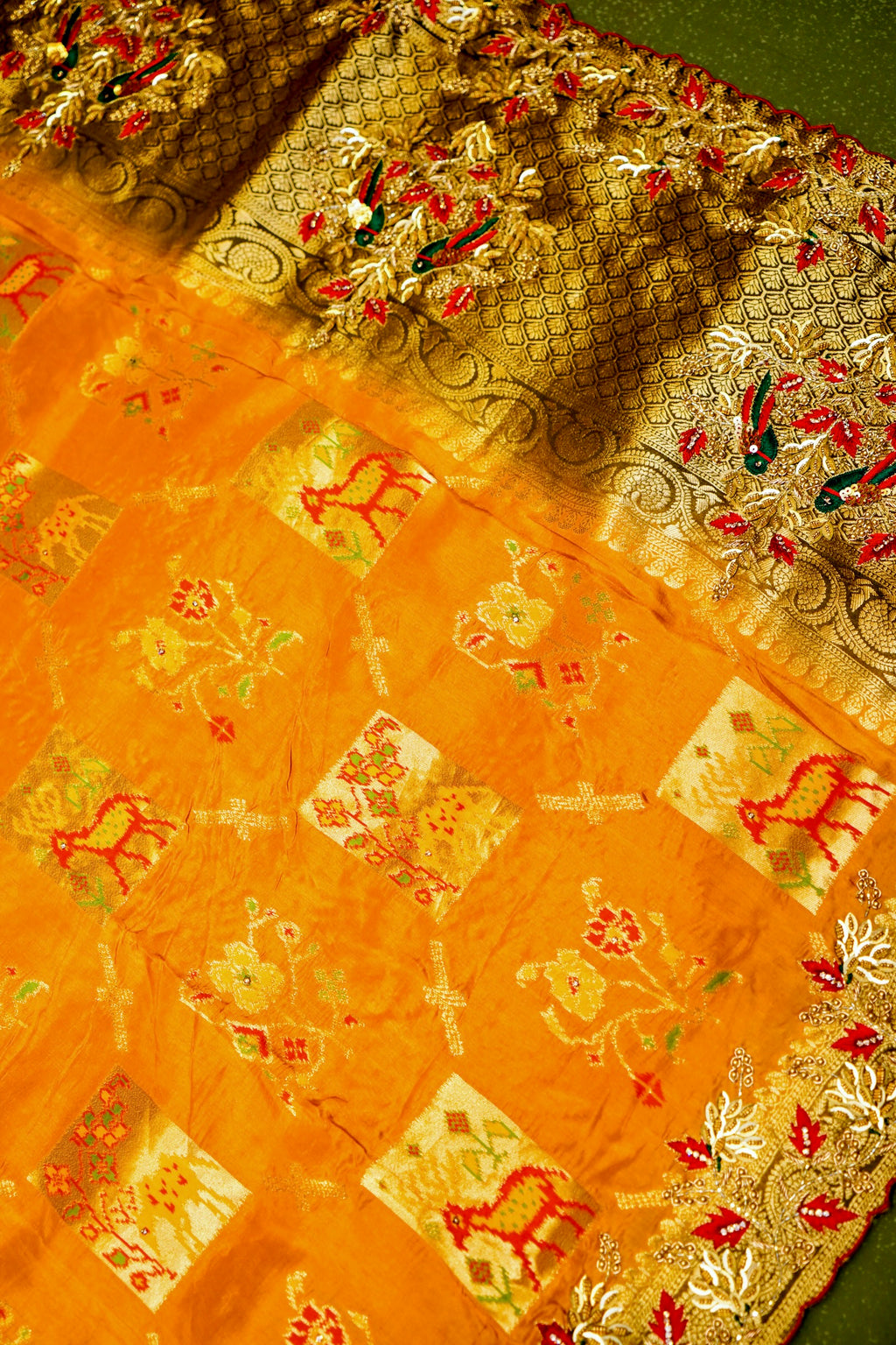 Designer Yellow Moonga Silk Saree