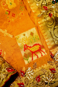 Designer Yellow Moonga Silk Saree