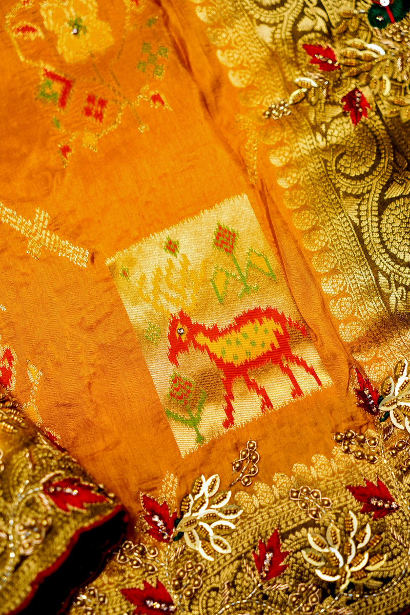 Designer Yellow Moonga Silk Saree