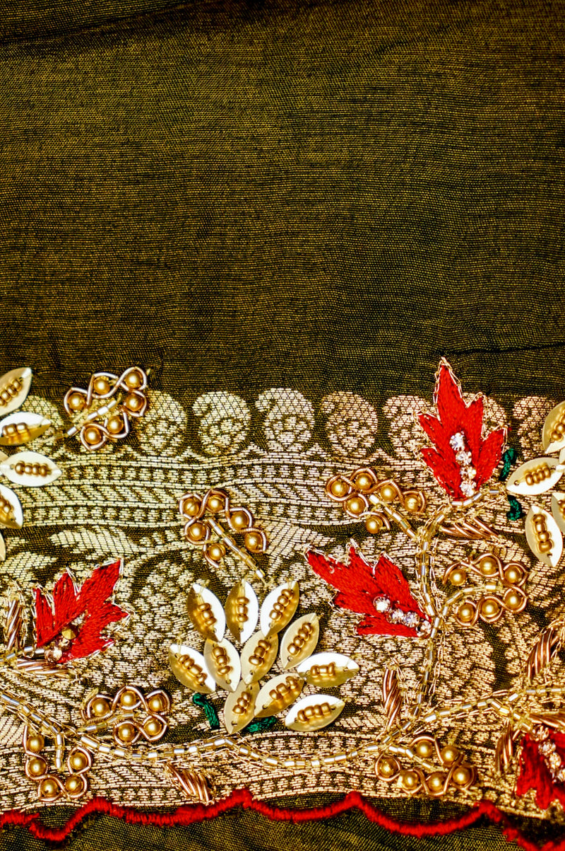 Designer Yellow Moonga Silk Saree