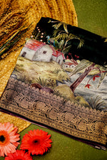 Handwoven Black Banarasi Blended Crepe Silk Saree