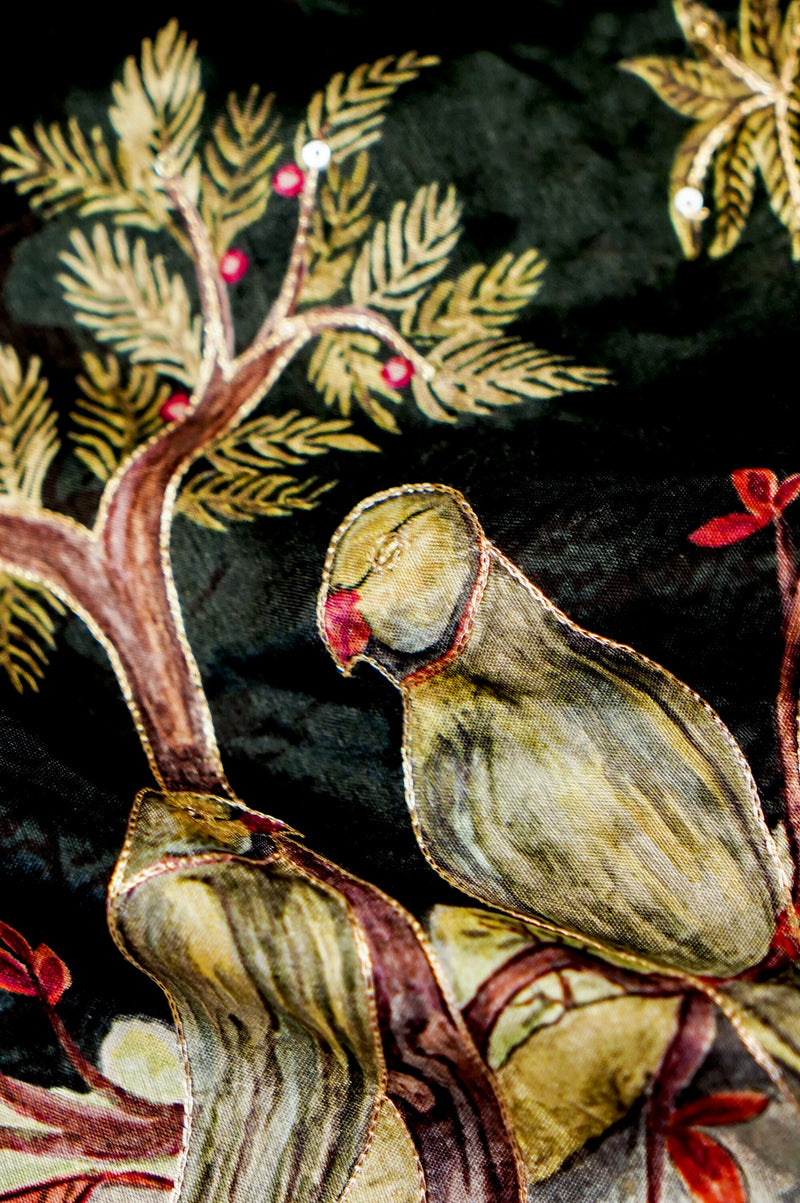 Handwoven Black Banarasi Blended Crepe Silk Saree