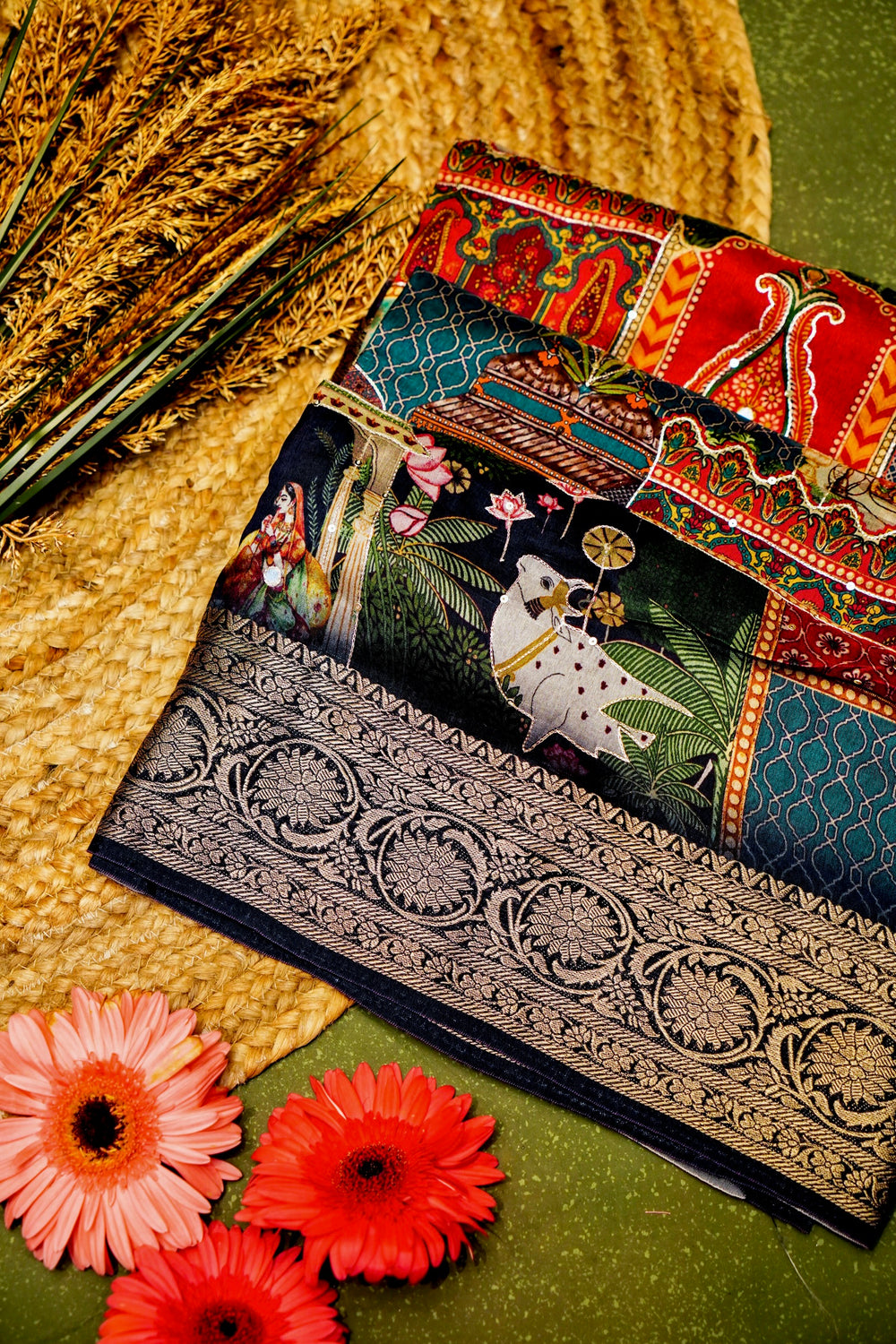 Handwoven Black Banarasi Blended Muslin Silk Saree