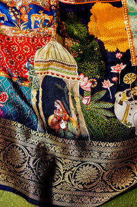 Handwoven Black Banarasi Blended Muslin Silk Saree