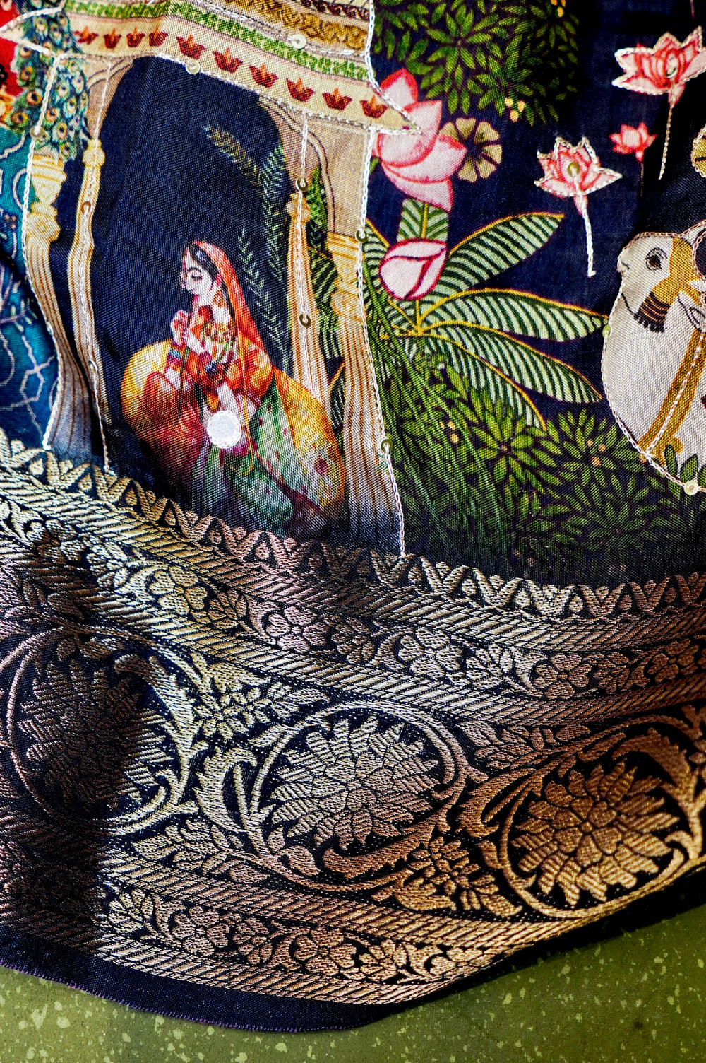 Handwoven Black Banarasi Blended Muslin Silk Saree