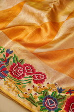 Handowoven Golden Banarasi Tussar Silk Saree