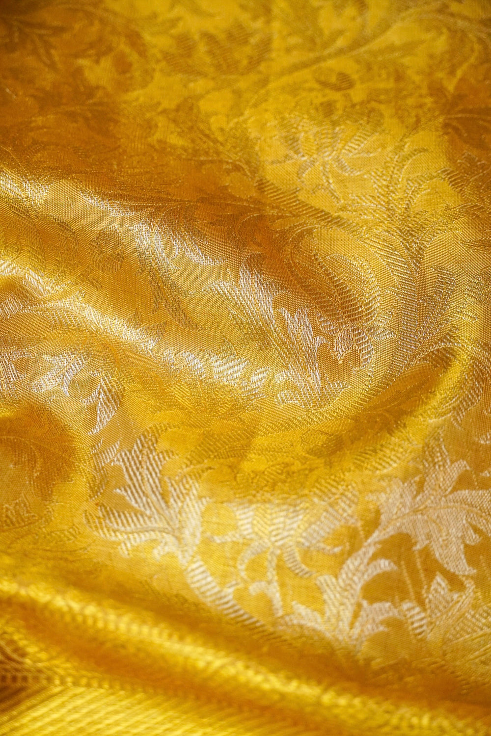 Handowoven Golden Banarasi Kanjivaram Silk Saree