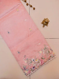 Designer Pink Organza Silk Saree