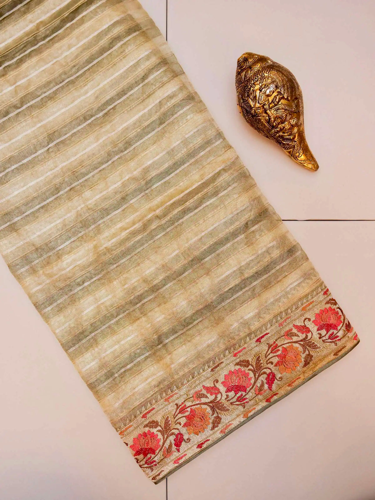 Handwoven Banarasi Green Tissue Silk Saree