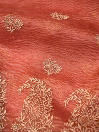 Designer Dark Peach Crush Tissue Silk Saree