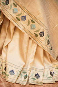 Handwoven Ivory Banarasi Katan Silk Saree