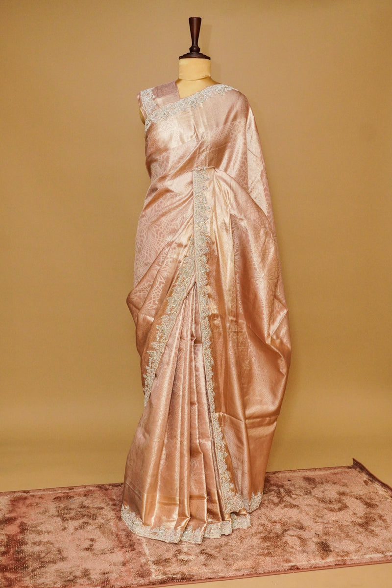Handwoven Baby Pink Bridal Banarasi Katan Silk Saree