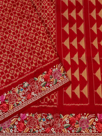 Designer Red Katan Silk Saree