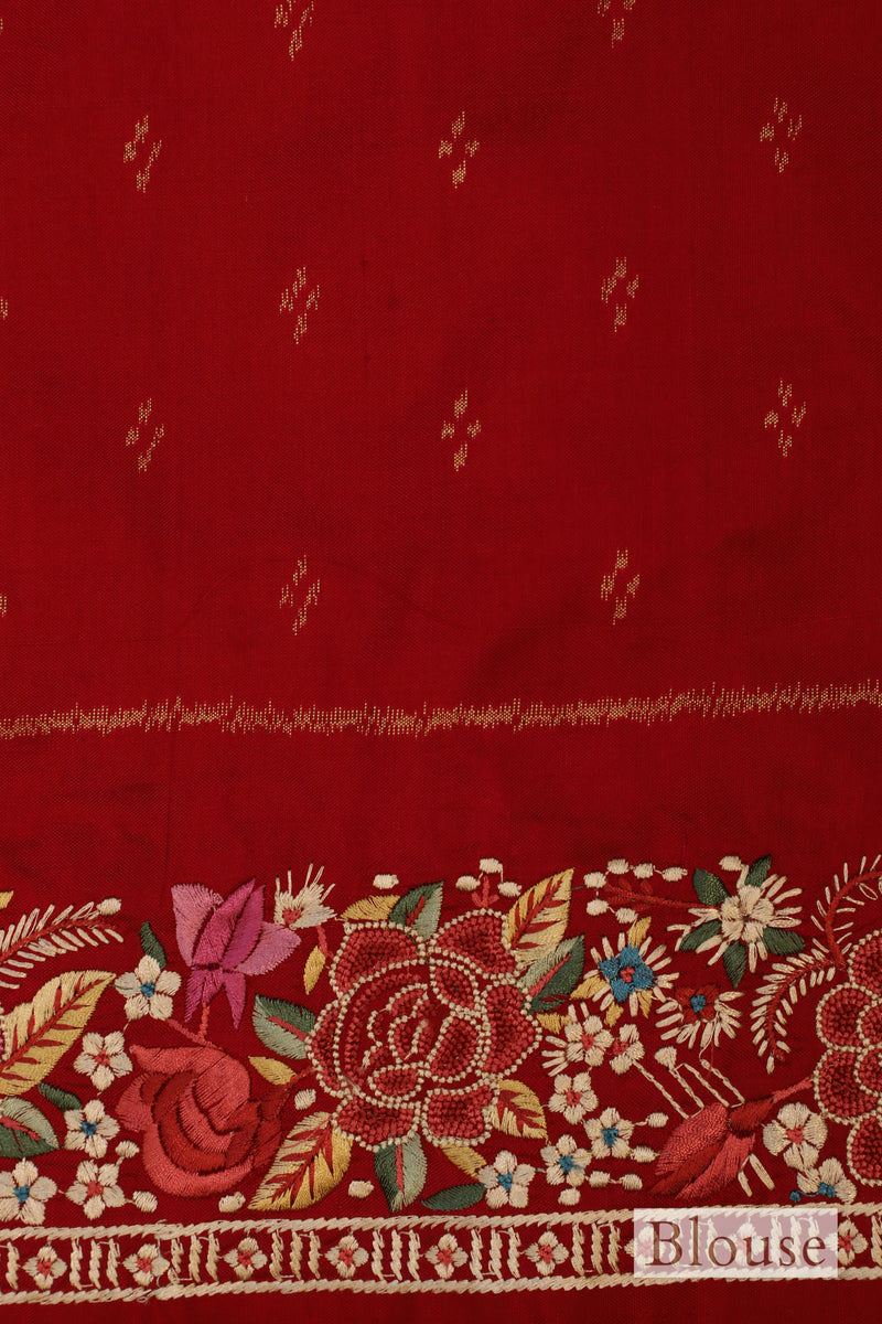 Designer Red Katan Silk Saree