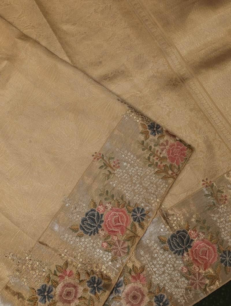 Designer Golden Katan Silk Saree