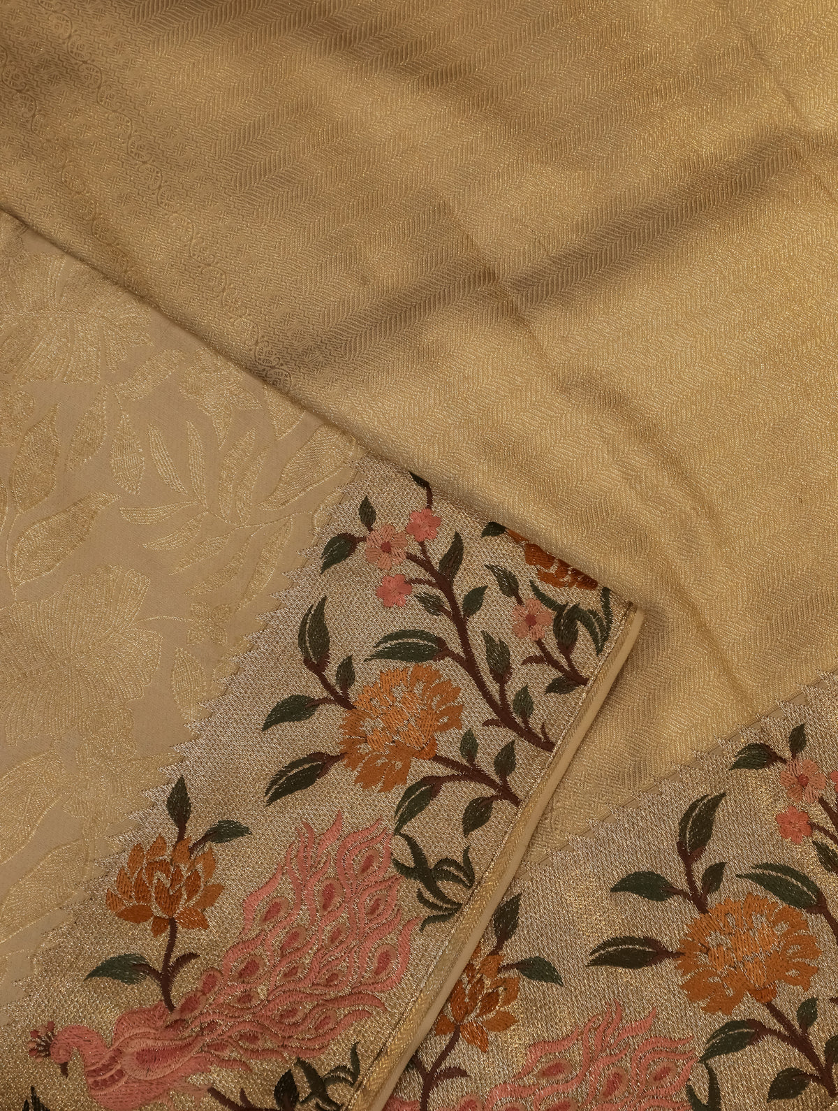 Designer Golden Katan Silk Saree