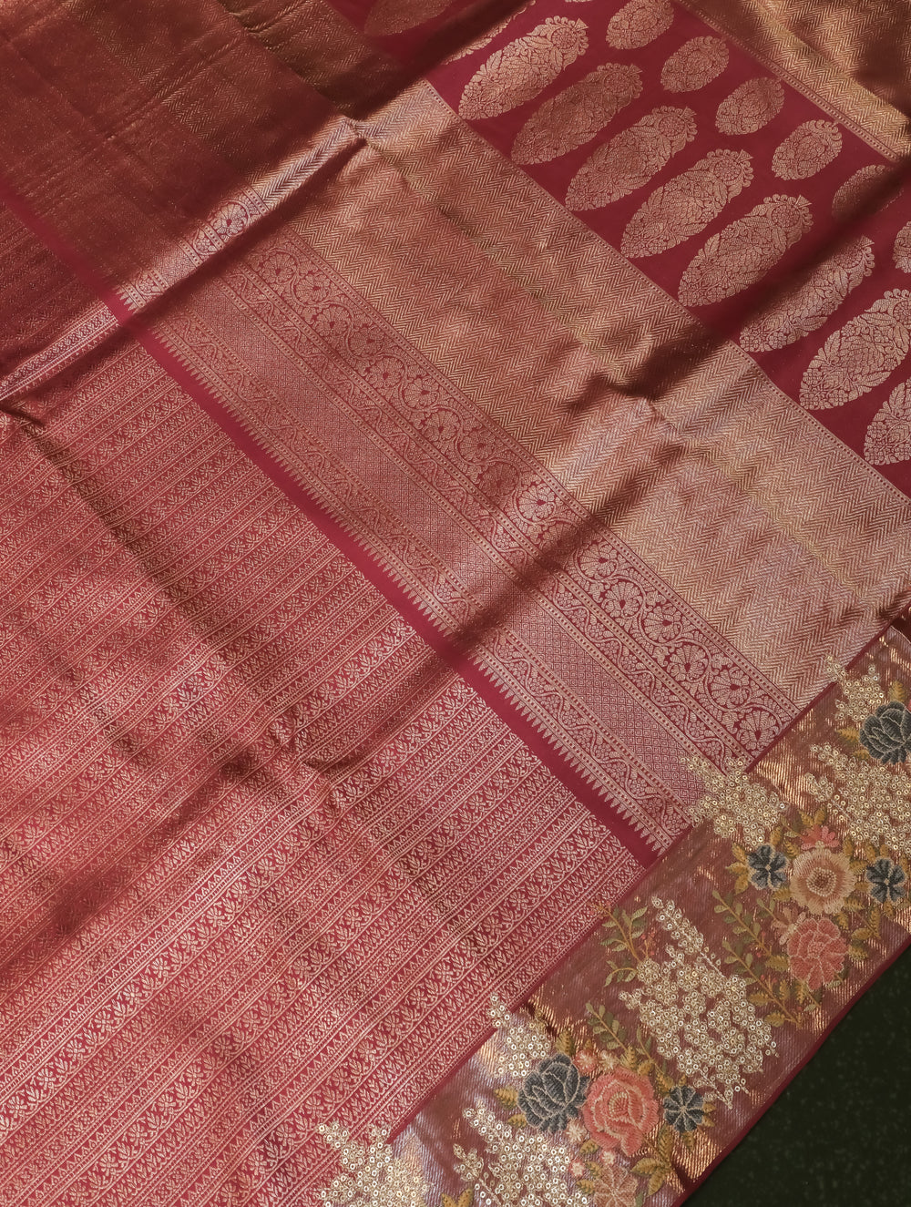 Designer Magenta Katan Silk Saree