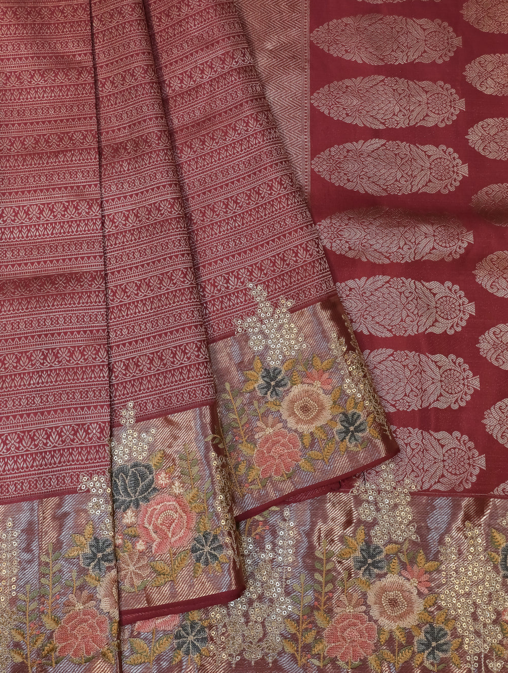 Designer Magenta Katan Silk Saree