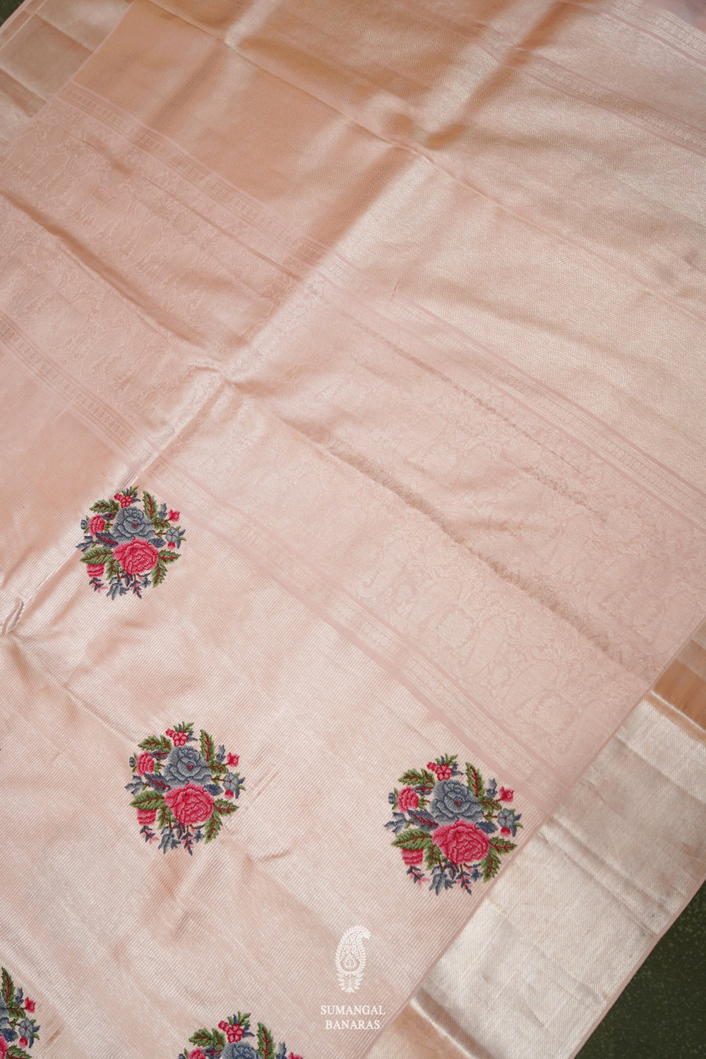 Designer Light Pink Katan Silk Saree