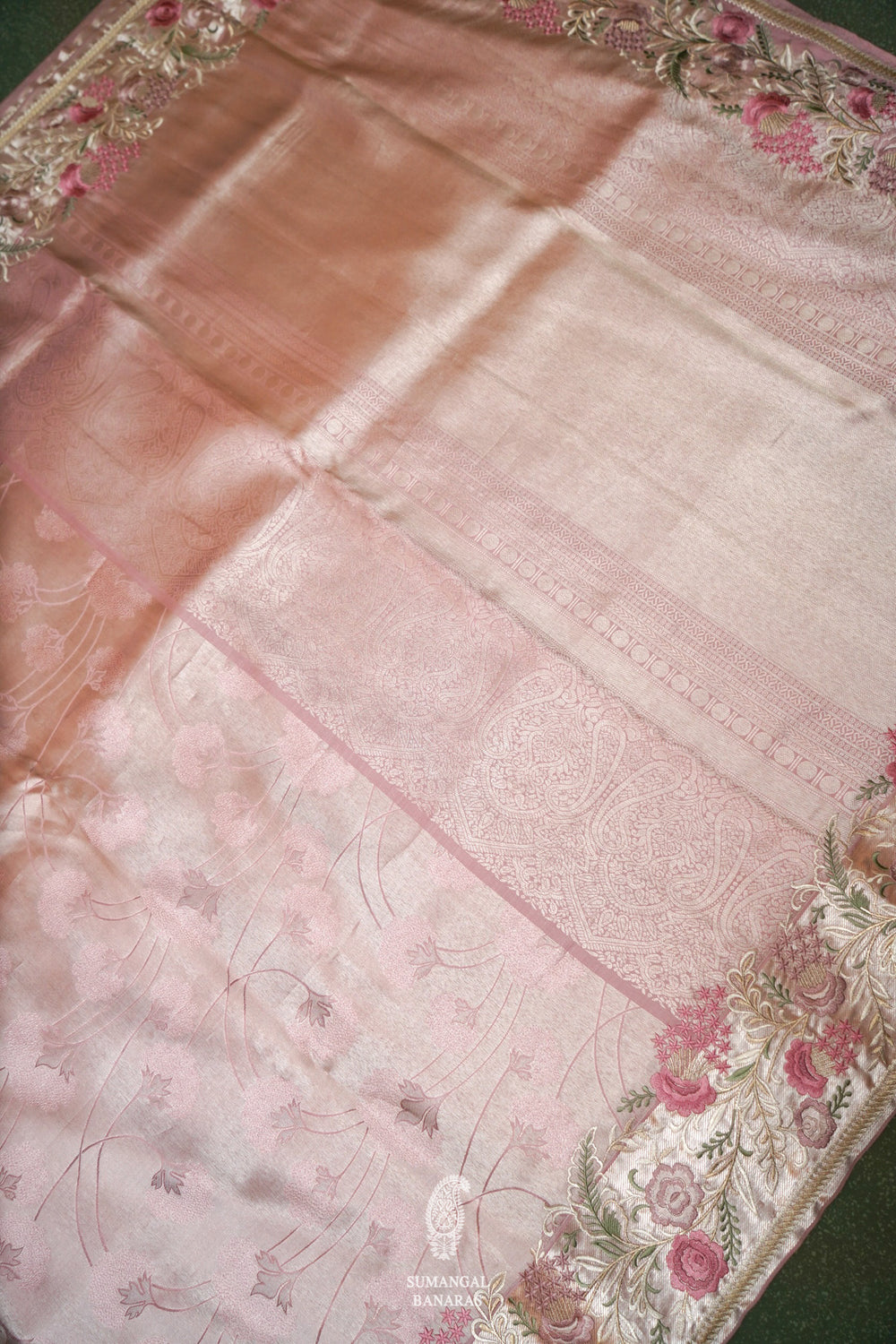 Designer Light Pink Katan Silk Saree