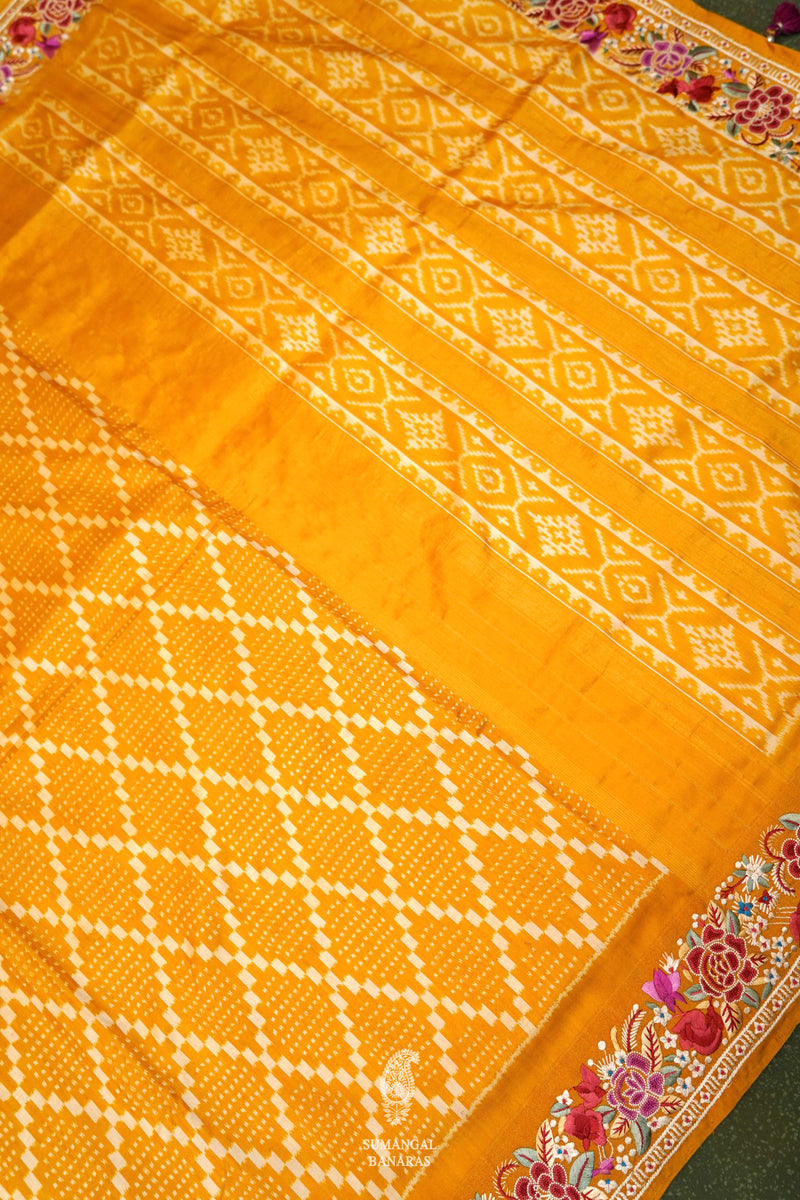 Designer Mustard Yellow Katan Silk Saree