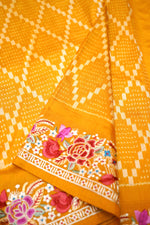 Designer Mustard Yellow Katan Silk Saree