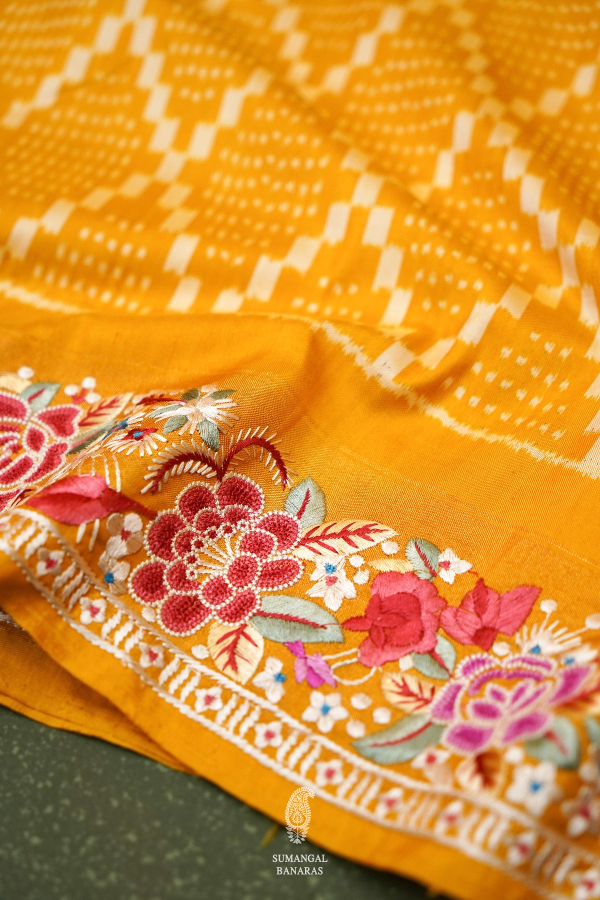 Designer Mustard Yellow Katan Silk Saree