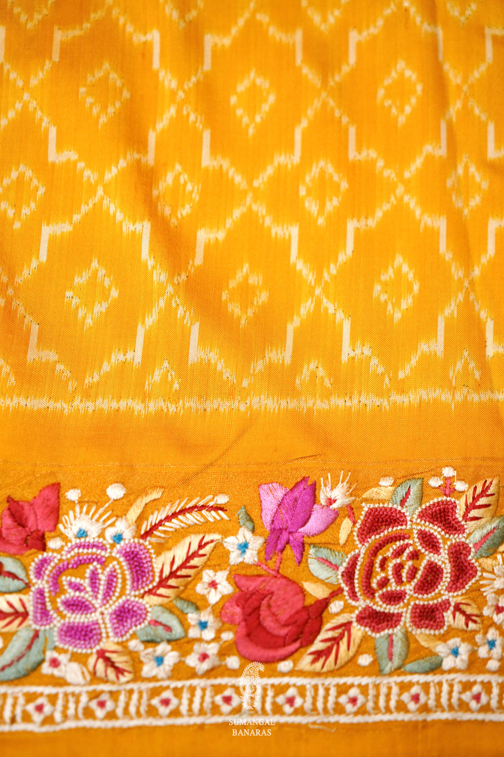 Designer Mustard Yellow Katan Silk Saree