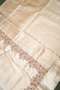 Designer Off White Katan Silk Saree