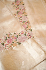 Designer Off White Katan Silk Saree