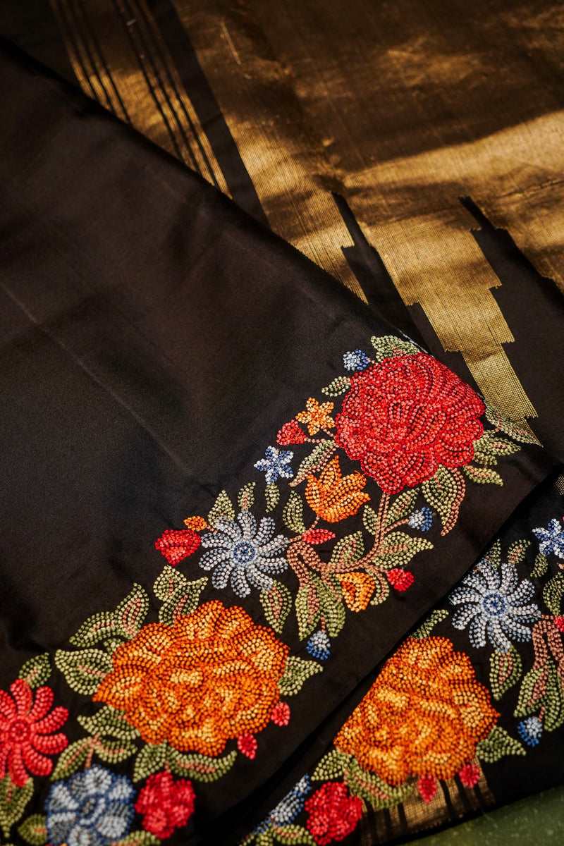 Designer Black South Silk Saree