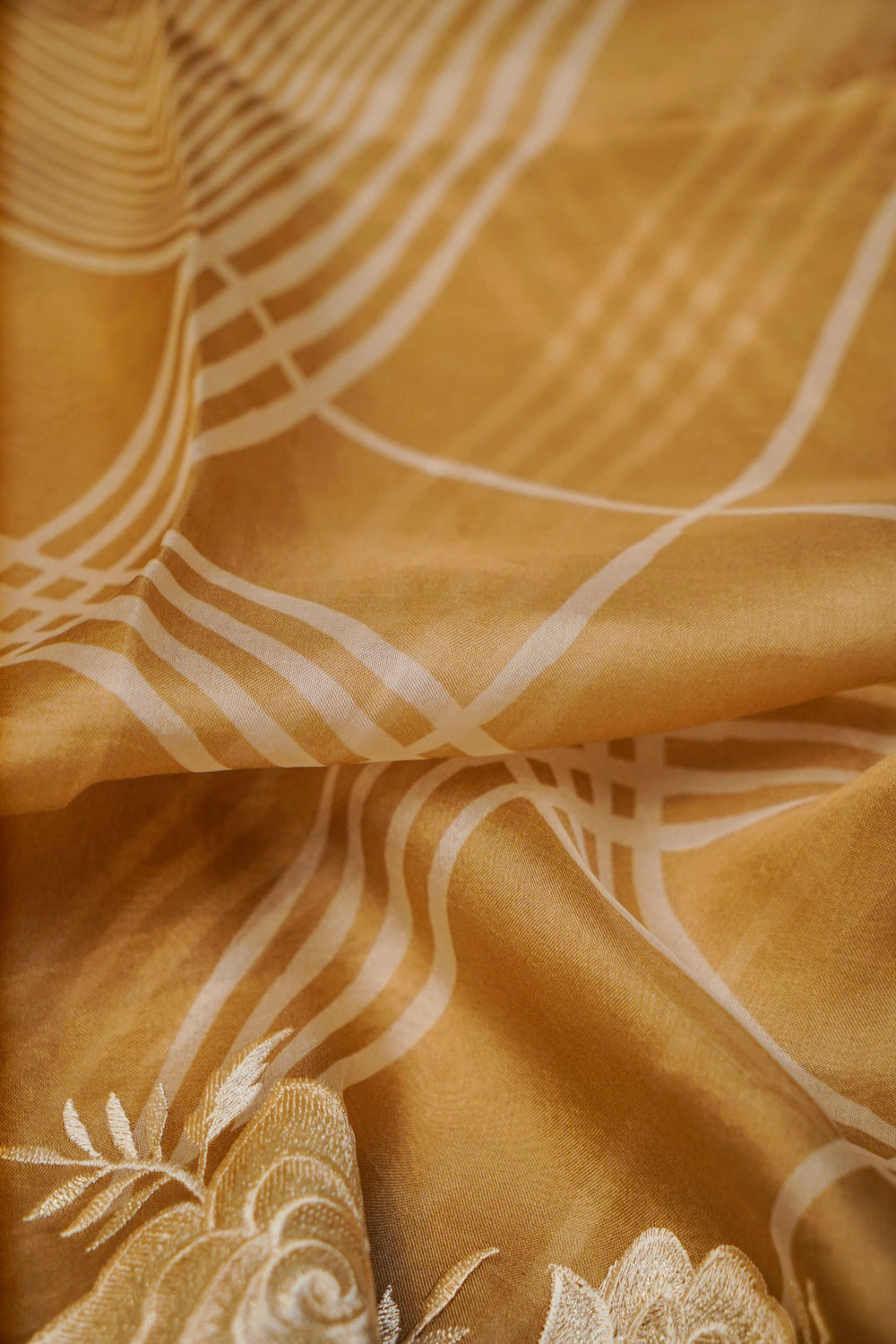 Designer Dark Beige Organza Saree