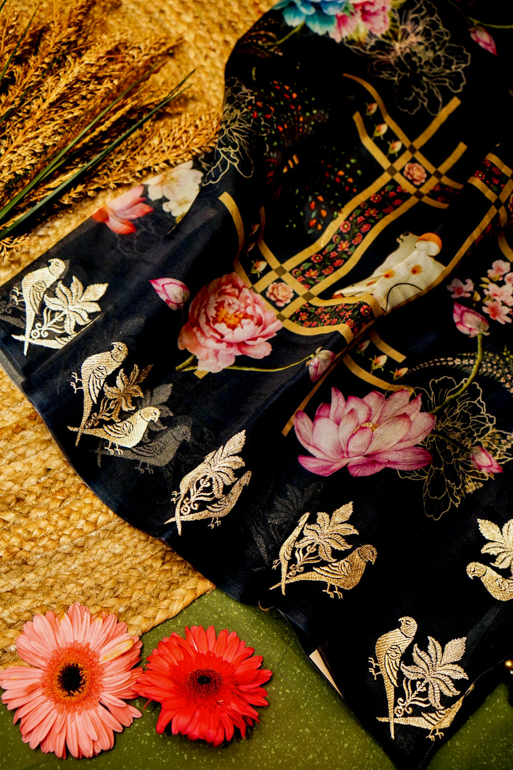 Designer Black Organza Saree