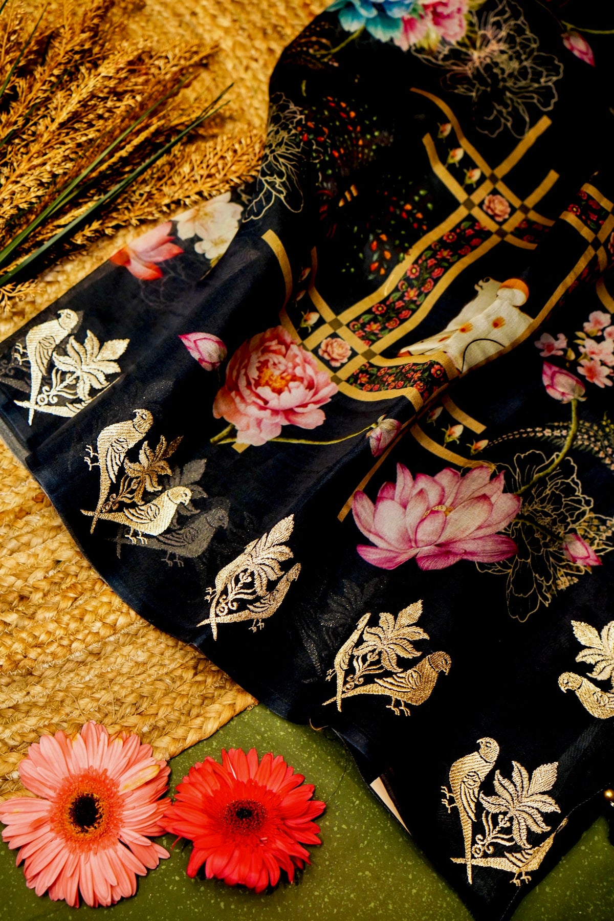 Designer Black Organza Saree
