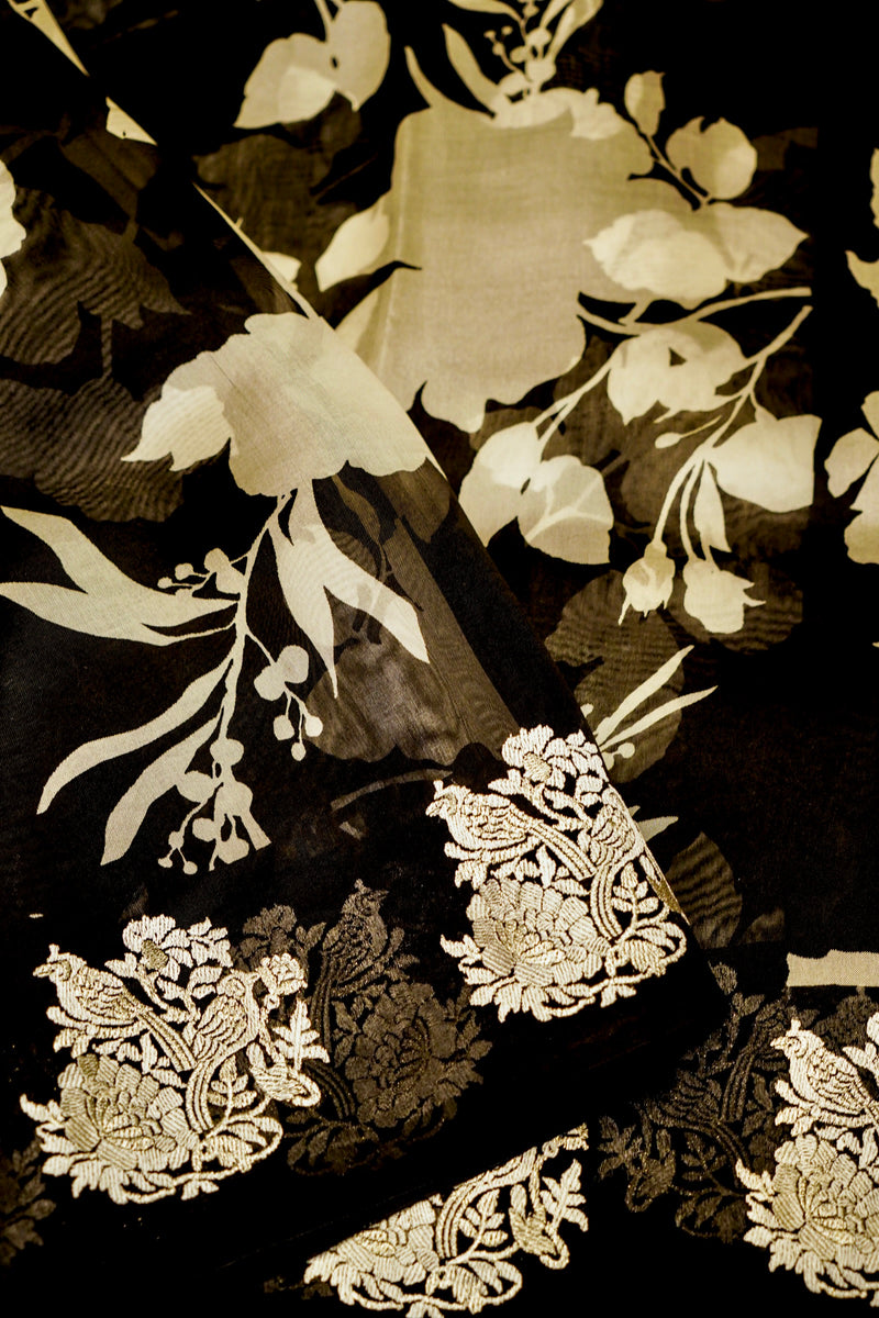 Designer Black Organza Saree