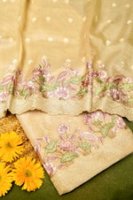 Designer Pastel Yellow Organza Suit