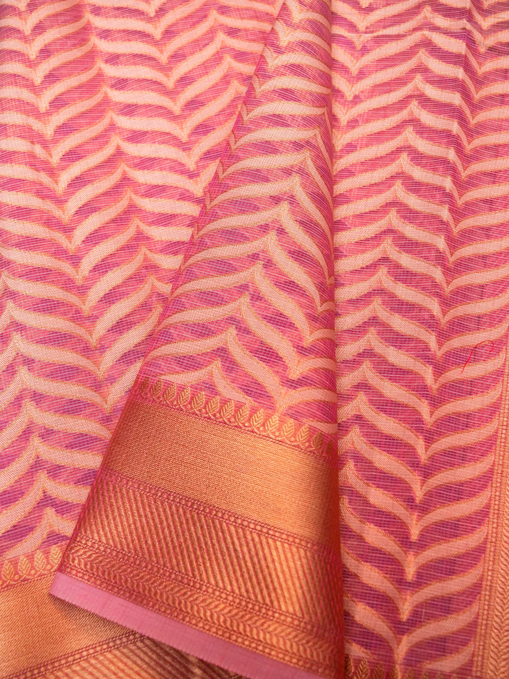 Banarasi Pink Blended Chanderi Silk Saree