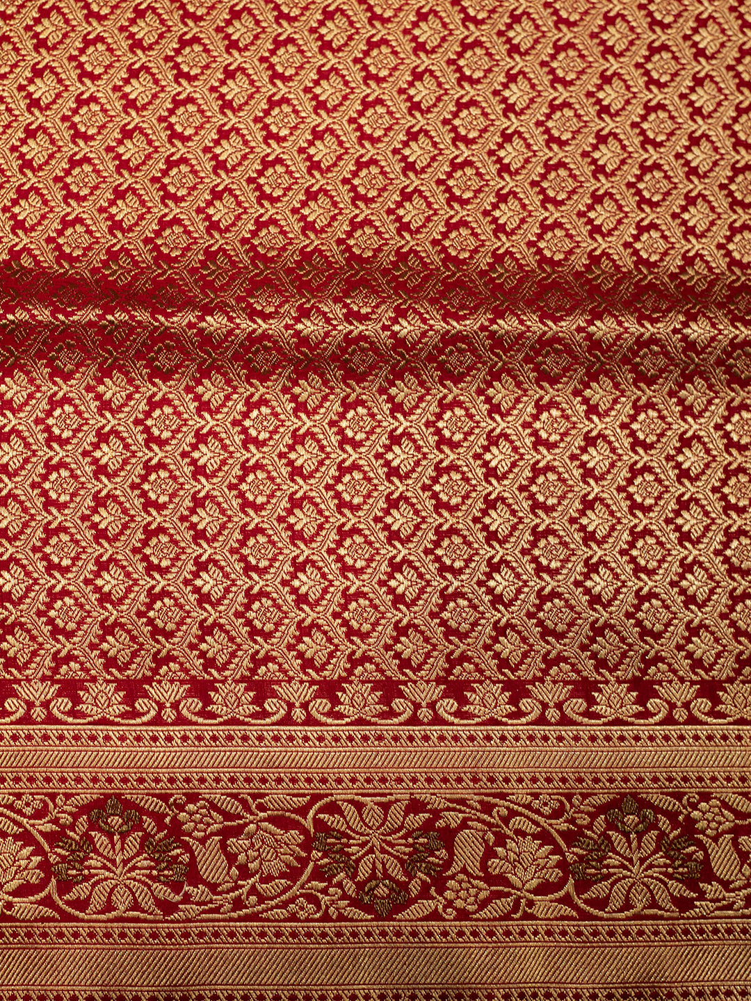 Handwoven Maroon Banarasi Katan Silk Saree