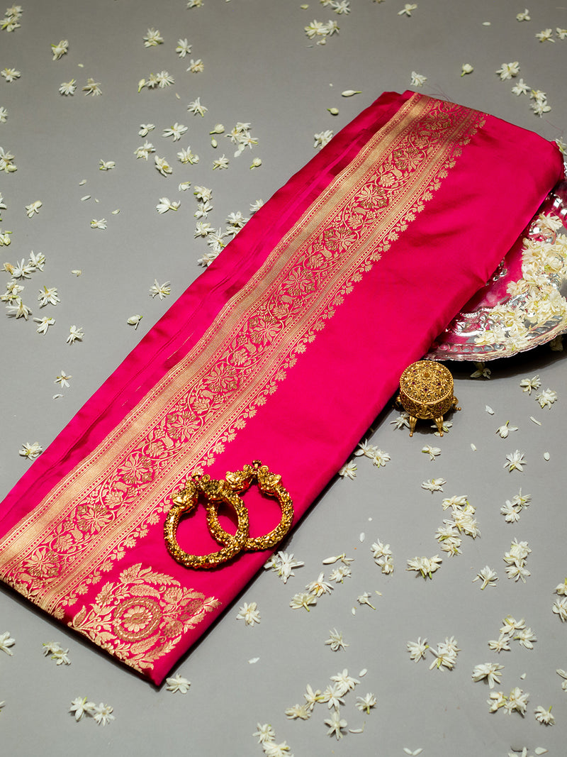 Handwoven Pink Banarasi Katan Silk Saree