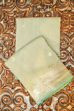 Handwoven Mud Green Banarasi Moonga Silk Saree
