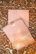 Handwoven Peach Banarasi Moonga Silk Saree