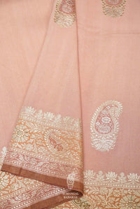 Handwoven Peach Banarasi Moonga Silk Saree
