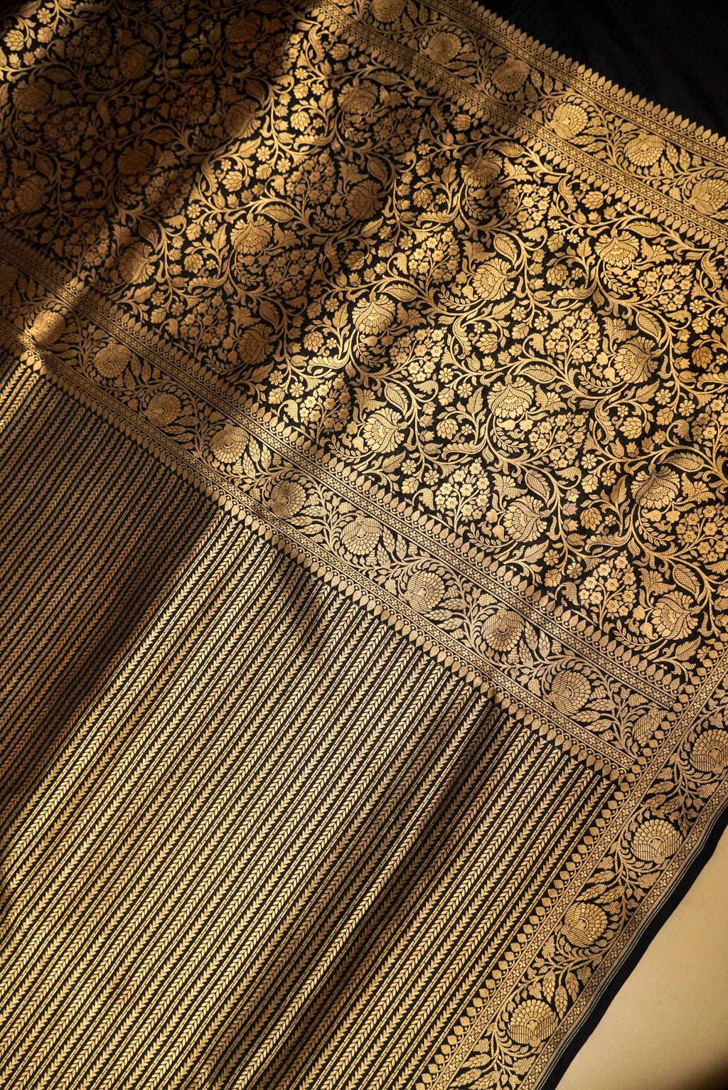 Handwoven Black Banarasi Katan Silk Saree