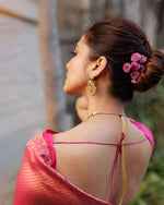 Handwoven Rose Rani Pink Banarasi Pure Mashru Katan Saree