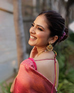 Handwoven Rose Rani Pink Banarasi Pure Mashru Katan Saree