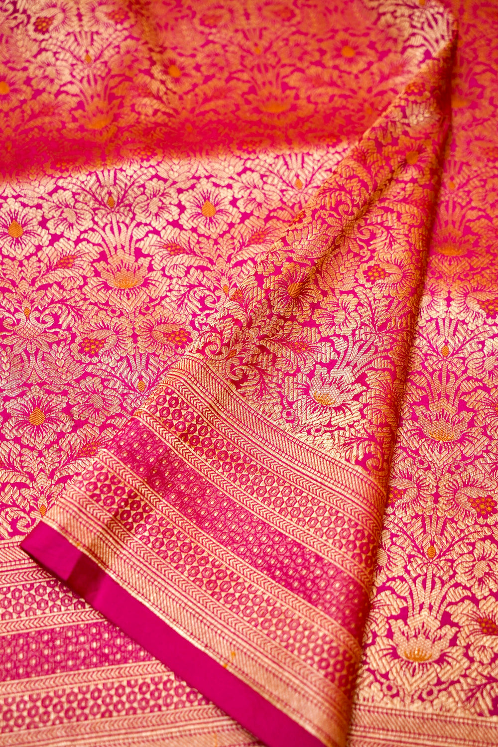 Handwoven Pink Banarasi Katan Silk Saree