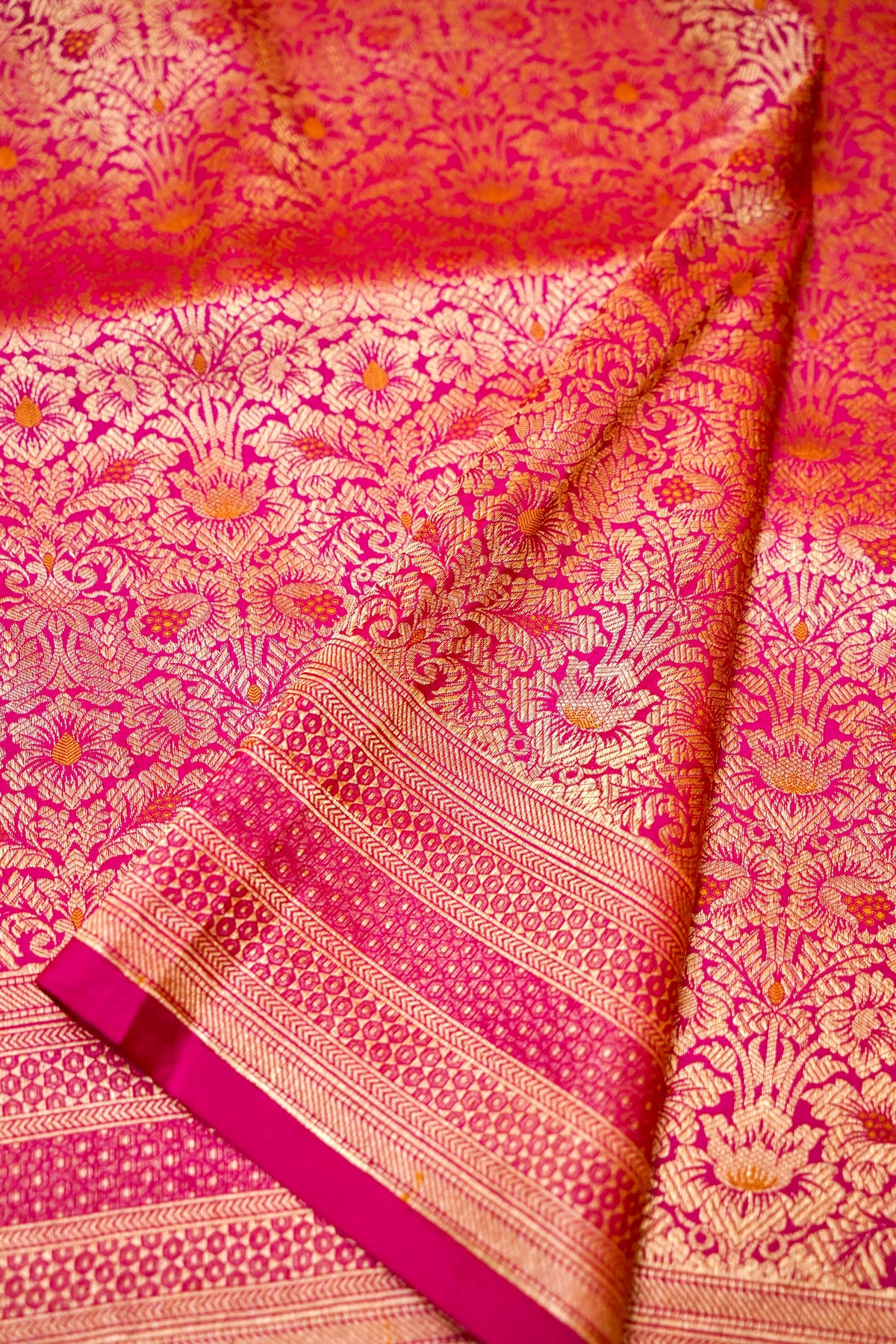 Handwoven Pink Banarasi Katan Silk Saree