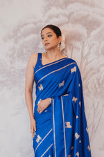 Handwoven Blue Banarasi Katan Soft Silk Saree