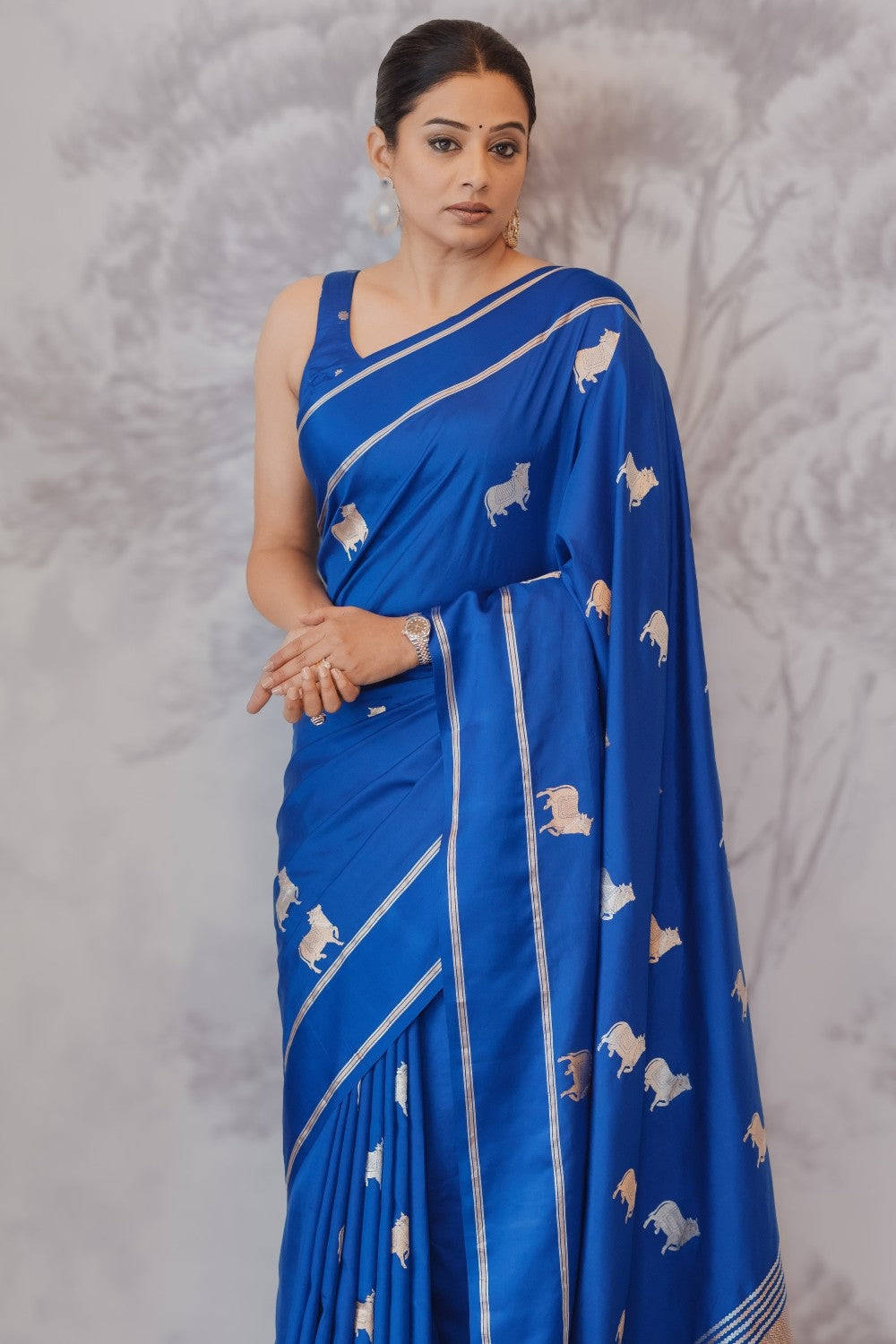 Handwoven Blue Banarasi Katan Soft Silk Saree