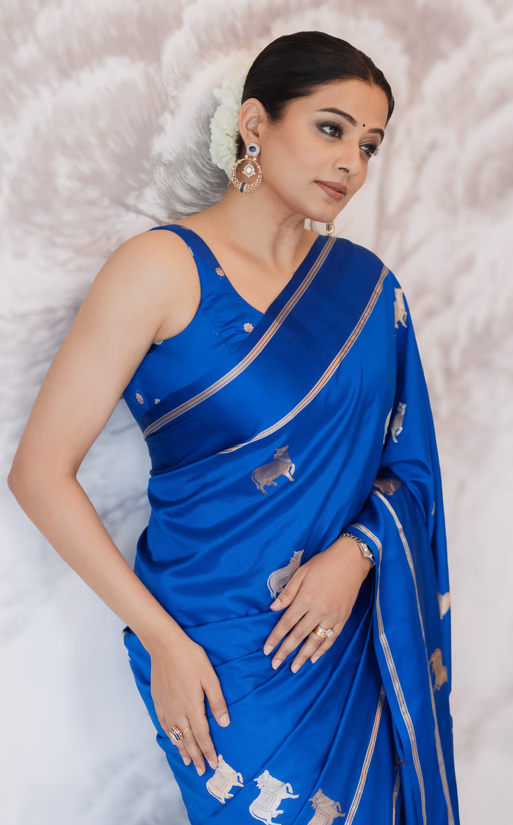 Handwoven Blue Banarasi Katan Soft Silk Saree
